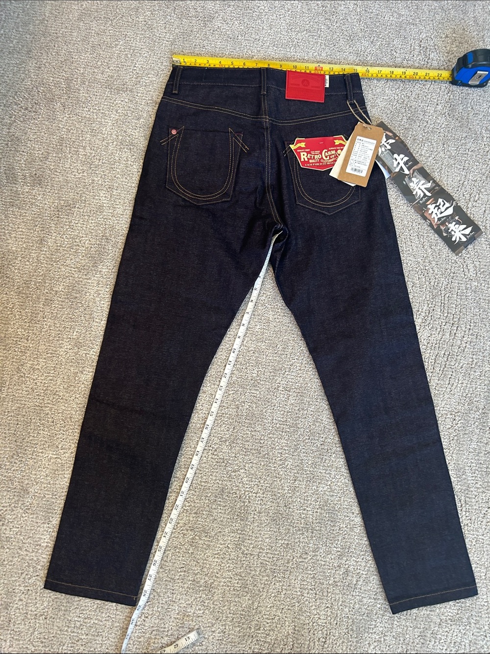 Uncle Fu Rolled Ref Raw Denim Selvage Jeans - Dark Indigo